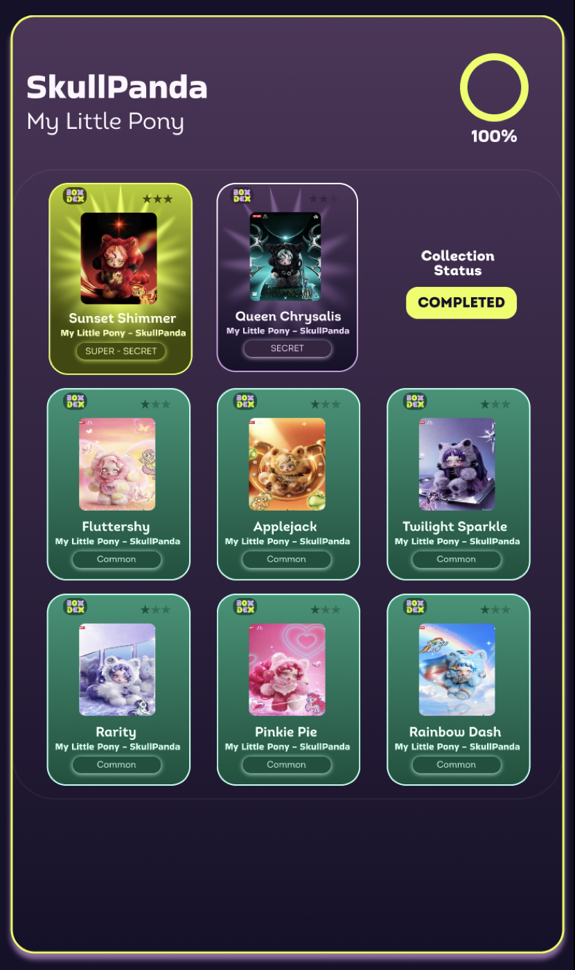 BOXDEX collection display expanded view