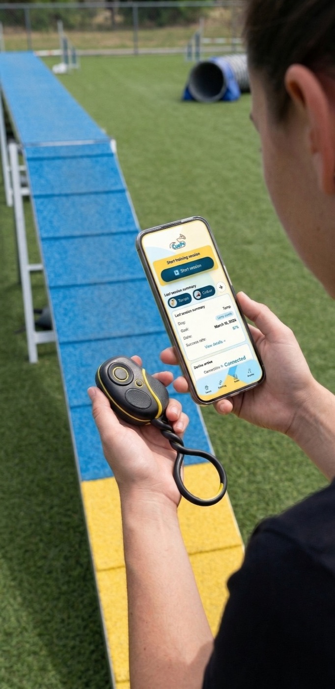 CuePo device held in hand showing scale and form